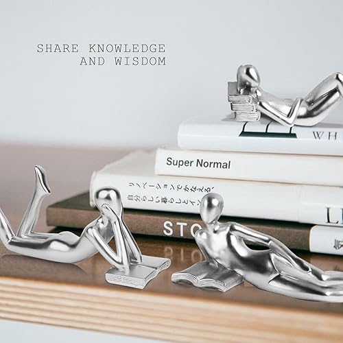 Miniatura 15 de Estatua dorada para mujer de lectura para el hogar, para sala de estar, decoración moderna de estantes, figuras coleccionables de resina