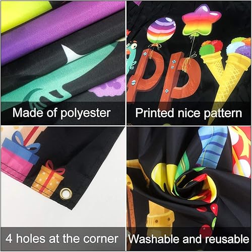 Miniatura 4 de Happybell Feliz Cumpleaños Pancarta grande globo colorido cartel cartel para niños fiesta de cumpleaños decoraciones foto cabina fondo para