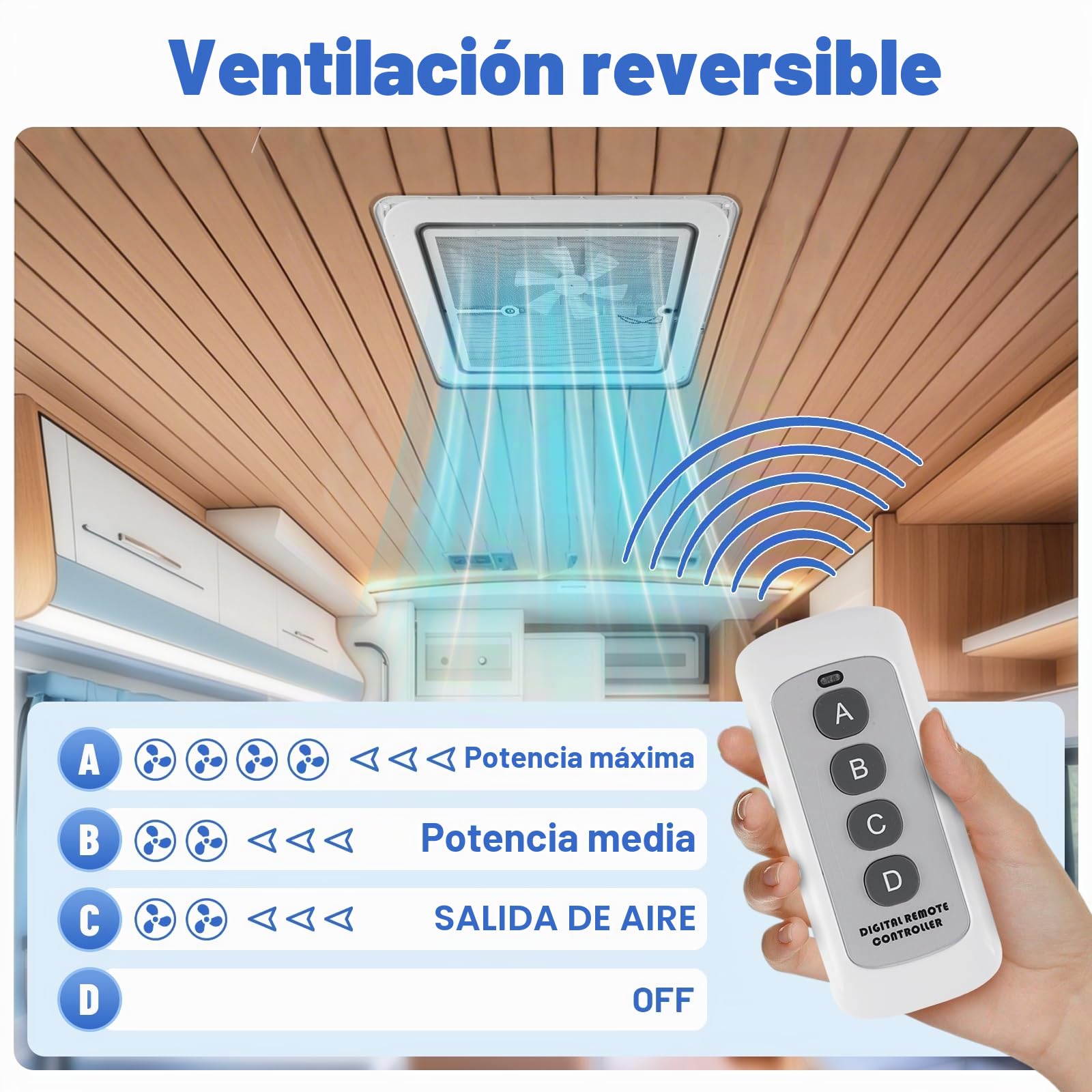 YUCHENGTECH Ventilador de Ventilación de Techo para Caravana 14" Ventilador para Caravanas 12V Ventilador de Techo con RV con Control Remoto, Bajo Ruido,Impermeable para RV Caravana Remolque