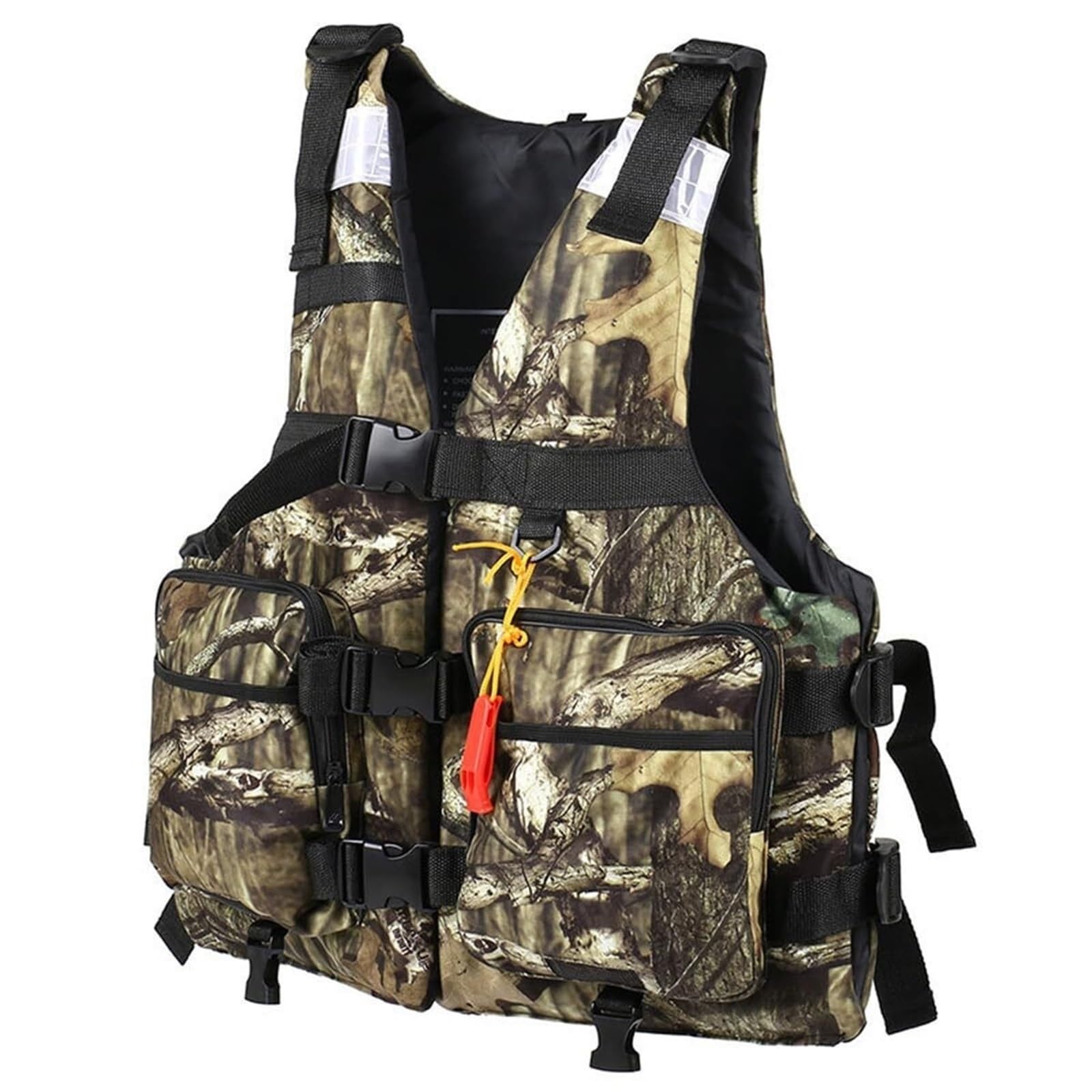 Adult Float Jacket with Whistle, Adjustable Float Jacket for Fishing Kayaking, Water Sports for Men Women Under 220lbs(Camouflage,L)