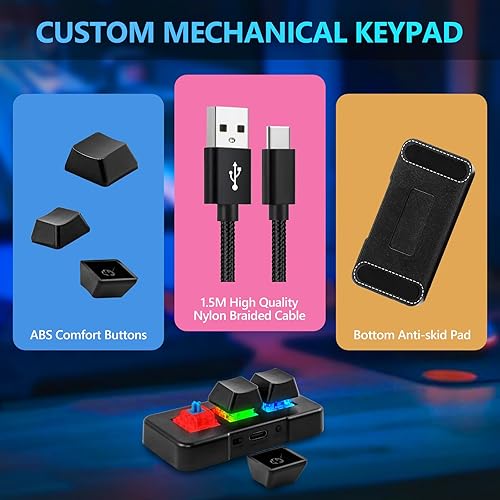Miniatura 6 de EHOLY Teclado mecánico USB para juegos de 3 teclas, mini teclado personalizable macro programable, teclado OSU, combo de control de una tecla con