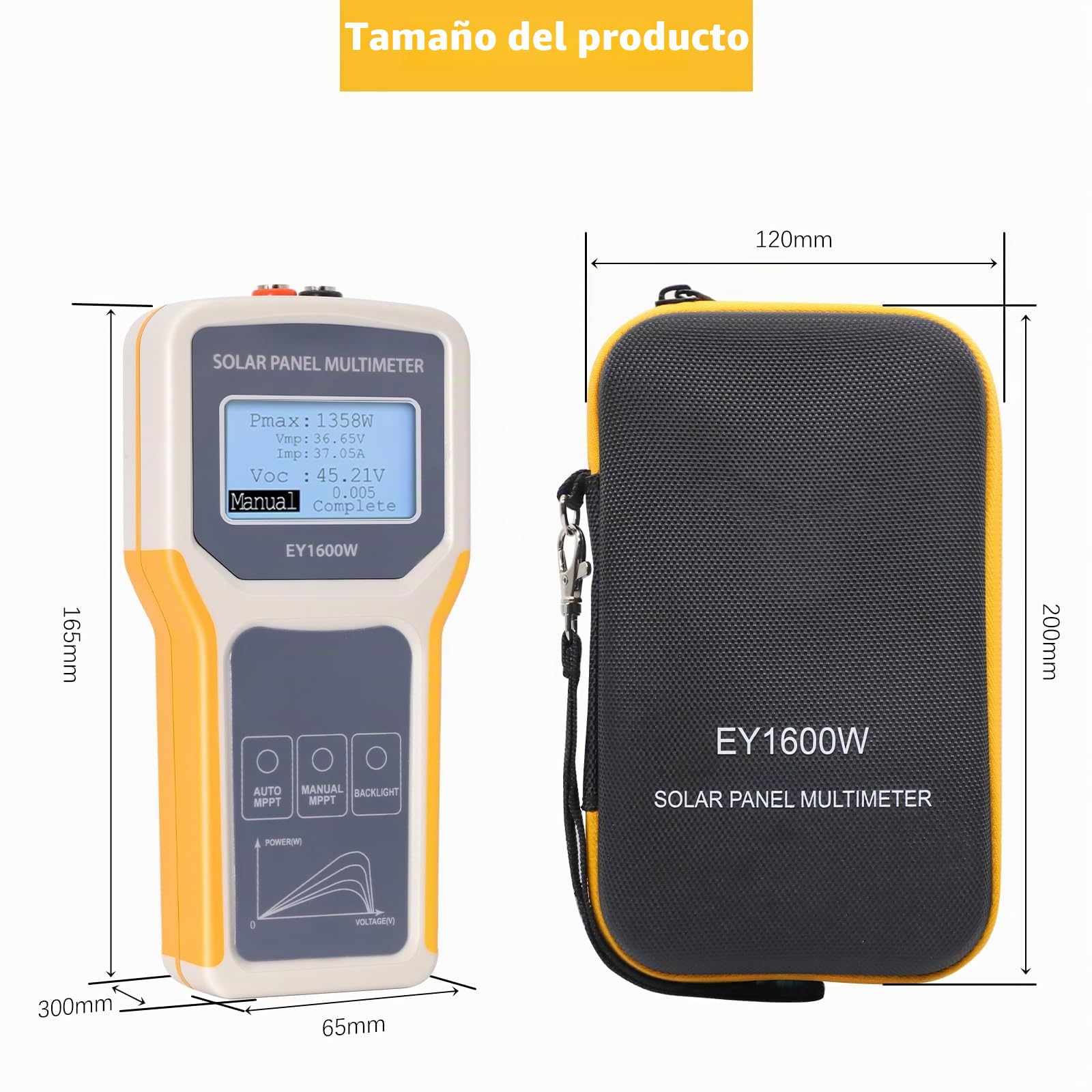 Probador solar EY1600W, instalación, medidor de voltaje vacío, detección MPPT, pantalla LCD