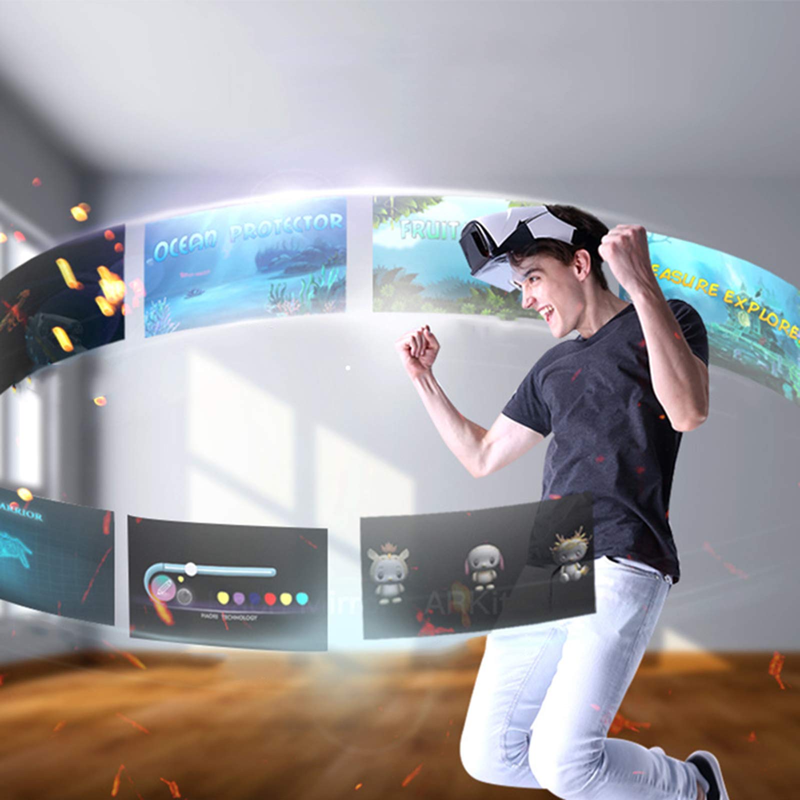 Zestaw słuchawkowy VR 3D VR okulary VR gogle do iPhone/telefonów z systemem Android na ekranie 4,2-5,7 cala, zestaw słuchawkowy do gier i filmów