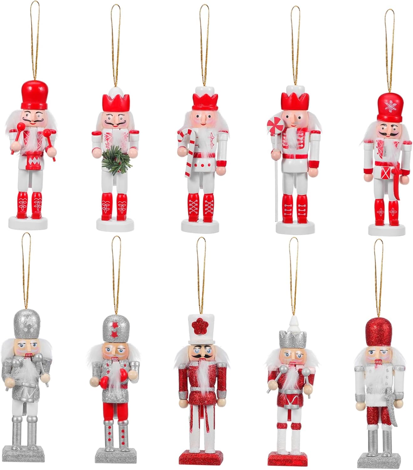 10Pcs Classic Nutcracker Christmas Ornaments Unique Xmas Decor for Indoor Holiday Decorations Festive Wooden Nutcracker Figurines for Home Decor