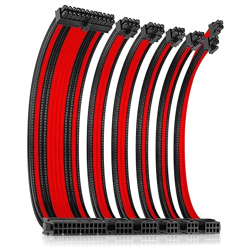 Okinos Cables PSU extensión de cable PC 24 pines ATX 44 pines EPS 8 pines PCI-E 6 pines PCI-E PSU kit de cable de extensión de 118in de longitud