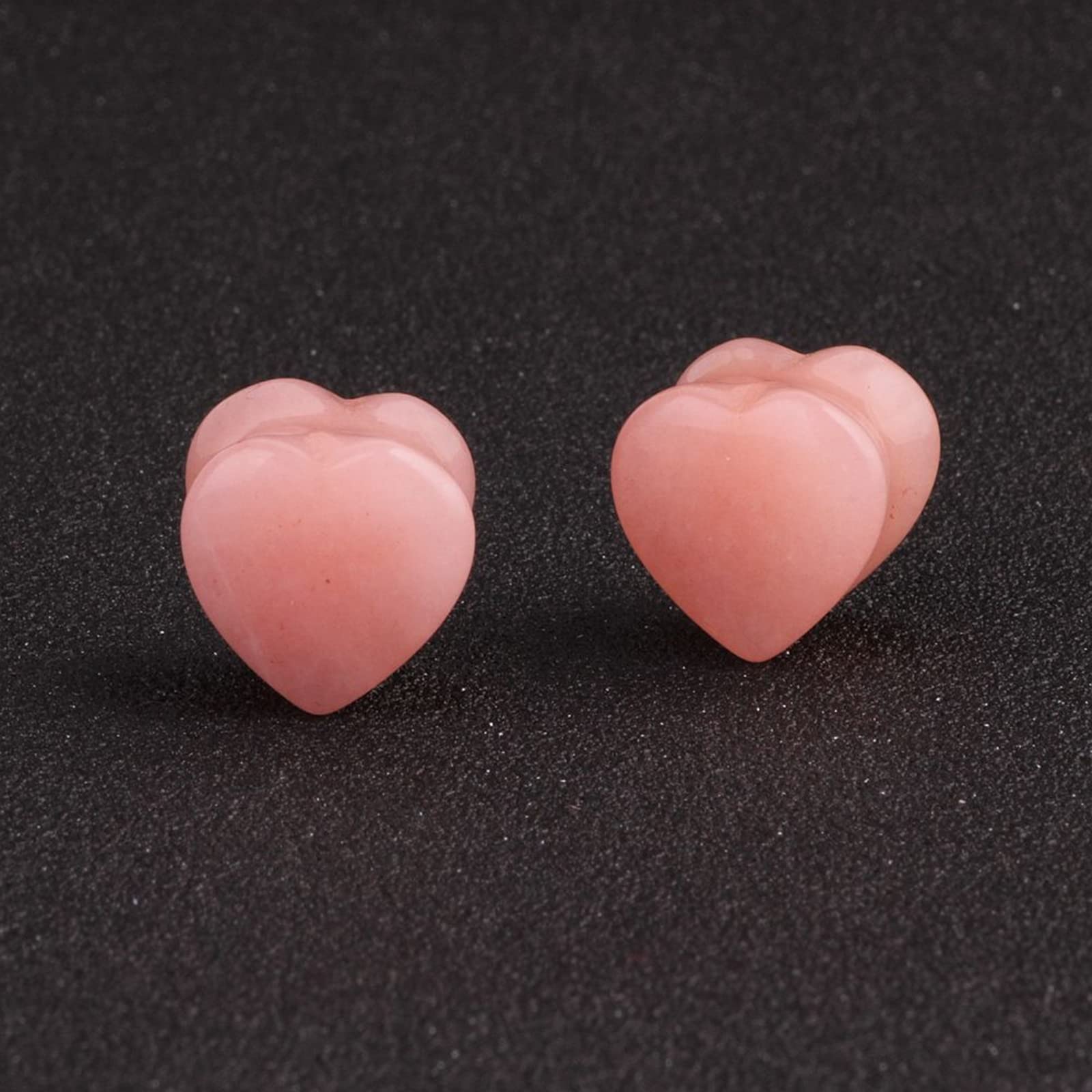YDYDTTKD Messgeräte für Ohren, Stein, Tunnel und Plugs, Damen, mehrere Größen, Piercing-Ohrringe, Herren, Herzform, Opalstein, 2 ück