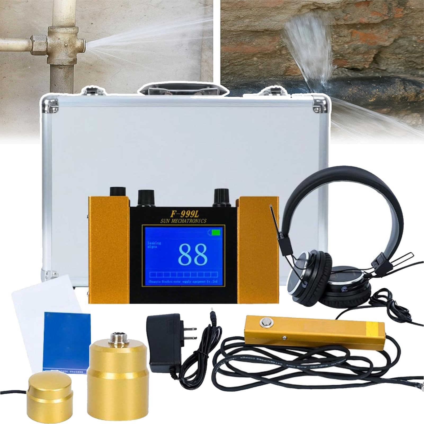 Ultraschall Wassereinbruch Geophon Sensor, Wasserlecksucher-Alarme, Wasserleck Geophon Sensor, Unterirdischer Rohr Wassereinbruchsdetektor FüR Haus Und AußEneinsatz