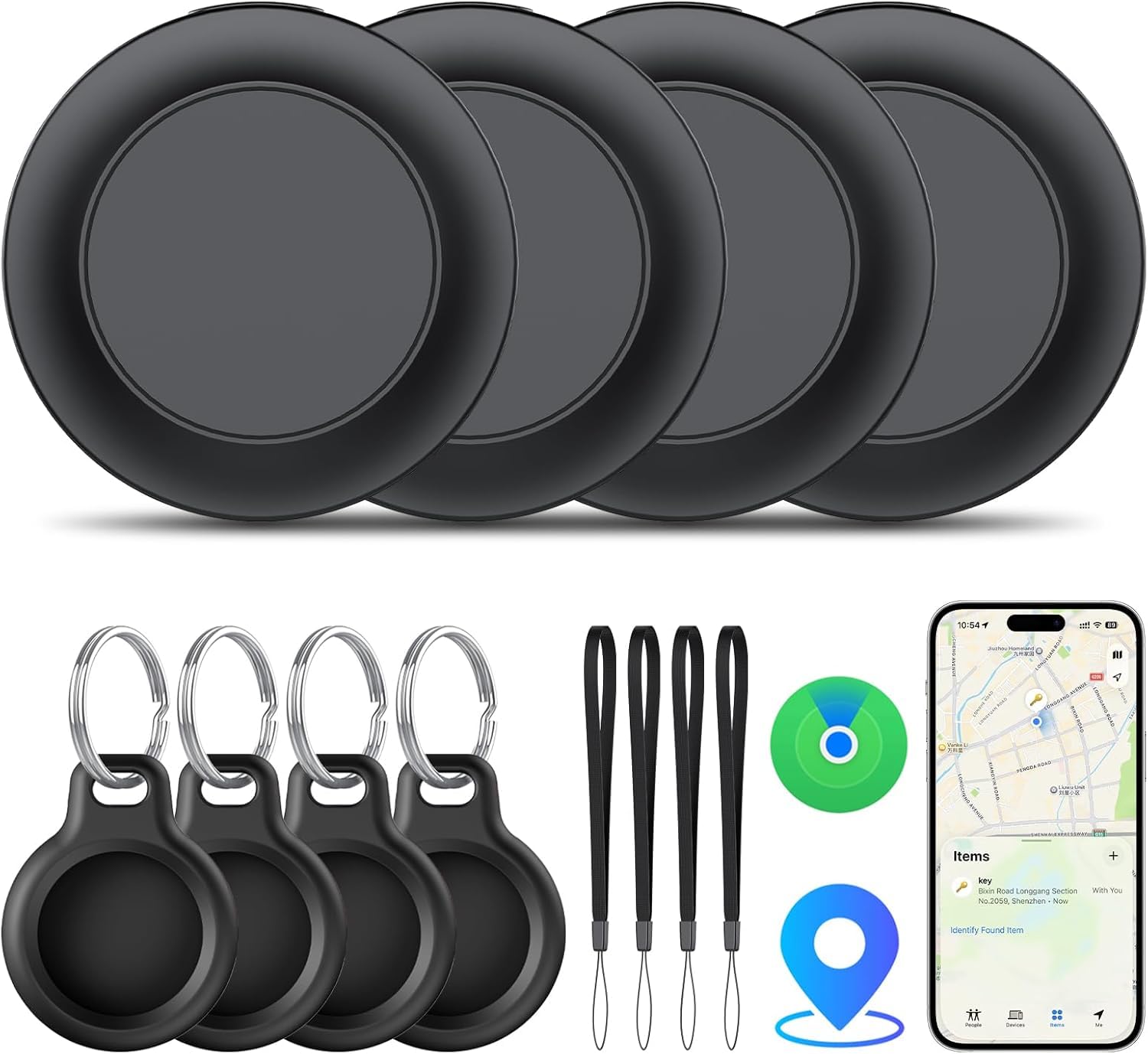 Air Tracker Tag-4 pezzi, Air Tracker Tag compatibile con Apple Dove si?APP (solo iOS), localizzatore valigia per borse/bagagli/chiavi, batteria sostituibile, impermeabile IP67