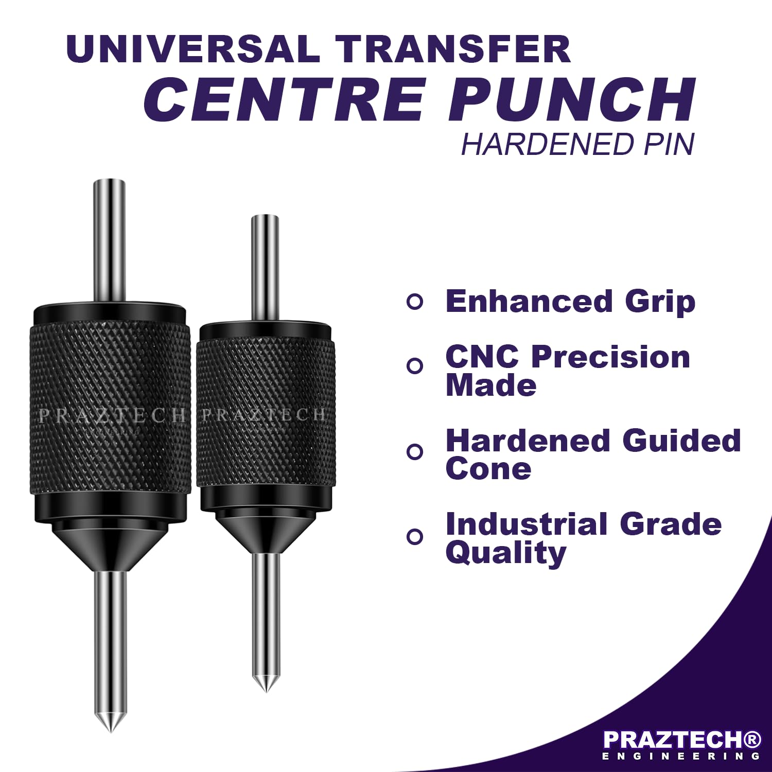 Punzón central de alineación de centro de transferencia universal, pin endurecido (juego de 2) | Agujeros centrales de fácil transferencia con precisión | Herramienta de mano para taller de
