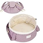 Narwey Barrel Drawstring Makeup Bag Large Cosmetic Bag Make up Bags Women Toiletry Organizer for Travel Toiletries Accessories Essentials (Quilted Dusty Rose) (Patent)