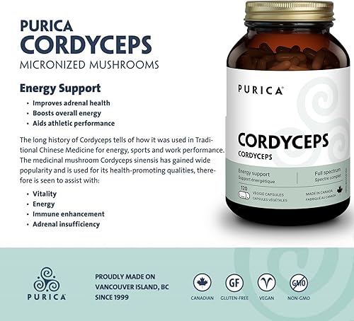 Miniatura 3 de PURICA Cordyceps - Suplementos de hongos, 120 cápsulas veganas, suministro de 30 días, apoya la energía, vitalidad, bienestar respiratorio, cuidado