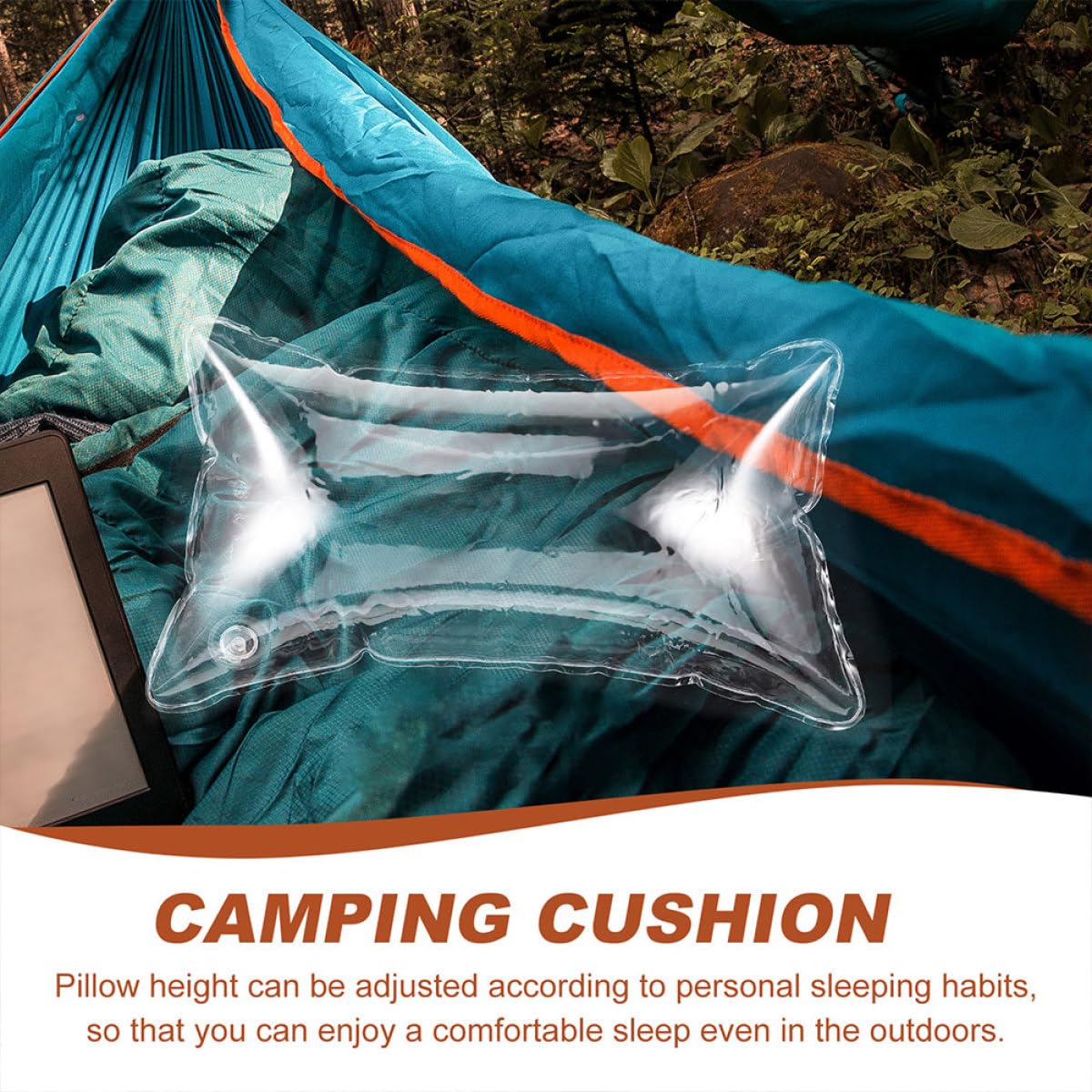 Garneck Coussin Gonflable Transparent 40X70 CM en PVC Respirant Oreiller de Camping Portable et Léger Garniture D’Oreiller D’Extérieur pour Voyages en Voiture et Détente en Plein Air