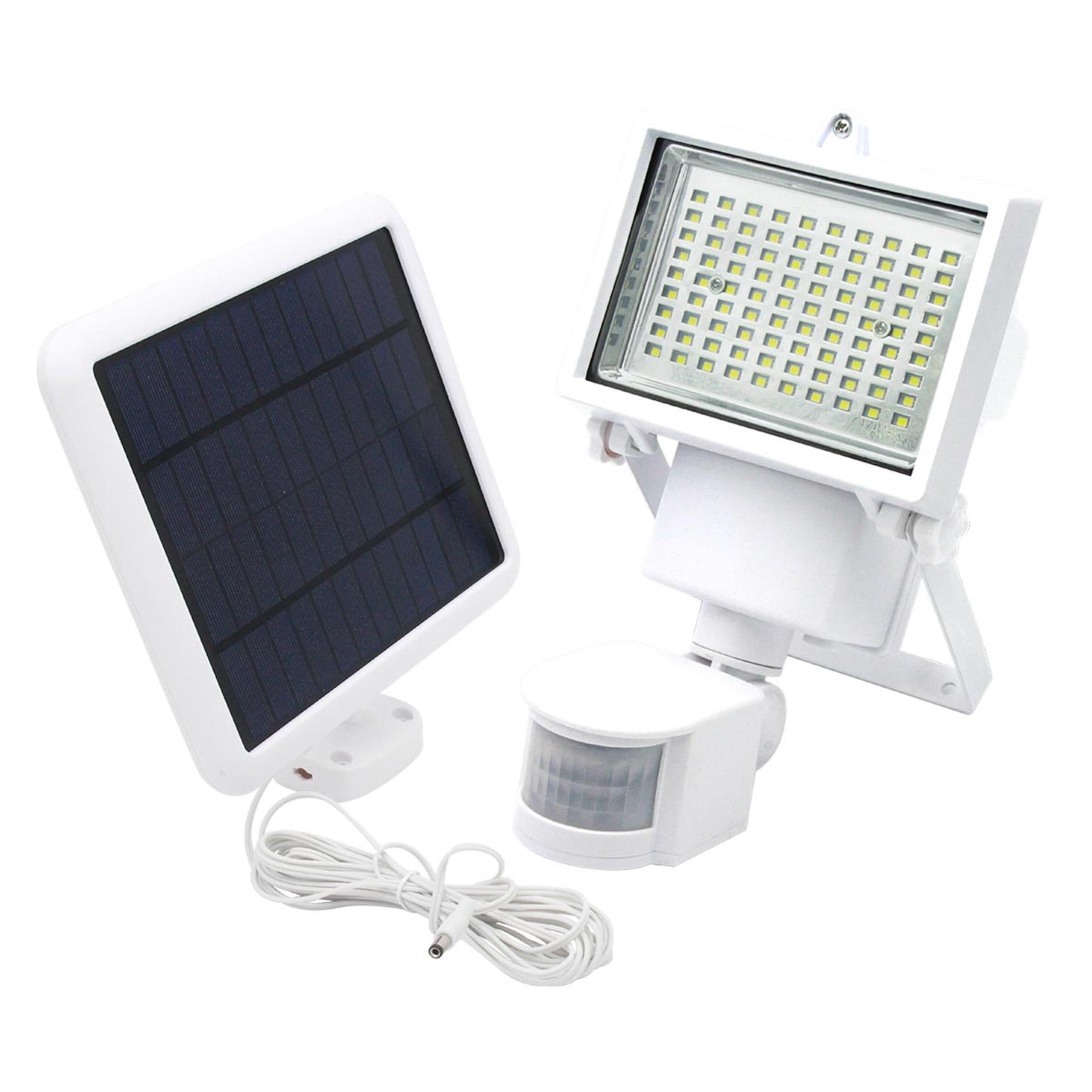 Lumisky Lot de 2 projecteurs solaires blanc éclairage puissant panneau solaire déporté LED blanc COOPER WHITE H22cm avec détecteur de mouvement orientable