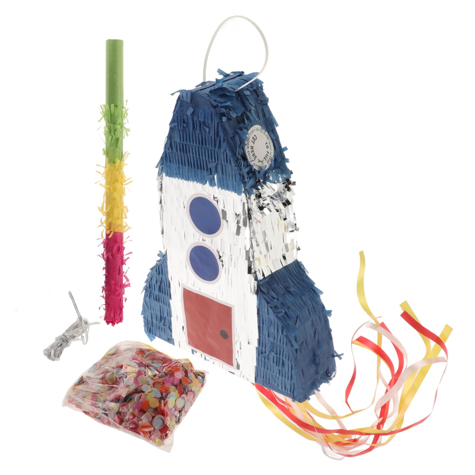 FRCOLOR Piñata Cohete Cumpleaños Infantil Diseño Único con Dulces y Juguetes Sorpresa para Fiestas Temáticas Astronauta Divertidos para Niñas