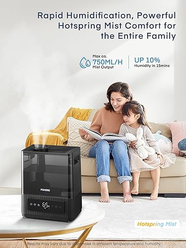 Miniatura 4 de FOHERE Humidificadores inteligentes para dormitorio, humidificador silencioso de niebla cálida y fría de 60 litros con tiempo de funcionamiento de