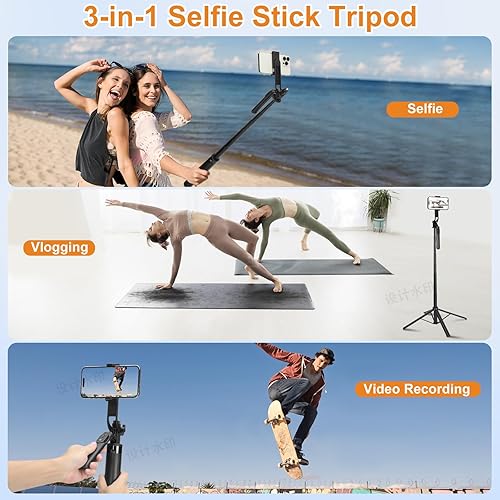 Miniatura 3 de Palo selfie de 70 pulgadas con trípode para teléfono recargable con control remoto, soporte de trípode para celular portátil extensible 3 en 1