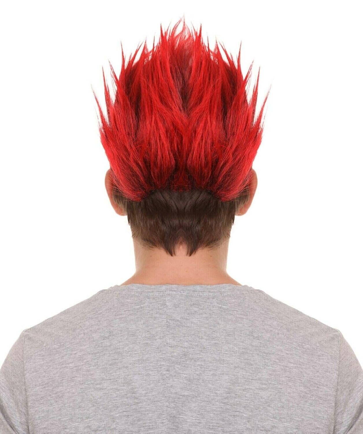 Men's Halloween Mohawk Wig in Red & Black | Adults Short Hair Wigs for Men | Synthetic Fiber Cosplay Hair Accessories | Ideal for Christmas and Costume Party