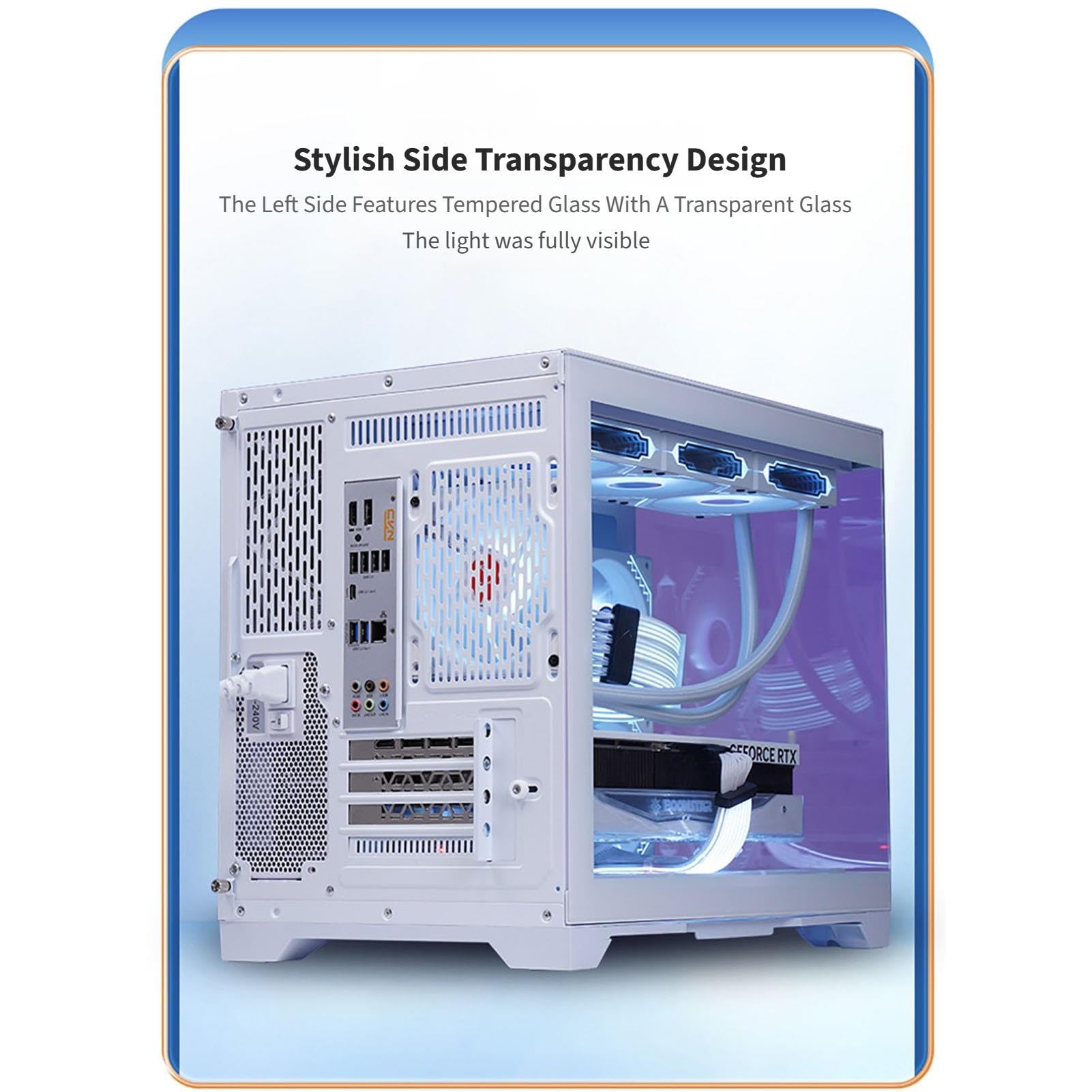 upim M- ATX-Gehäuse Mid-Tower-Desktop-Computer-Gaming-Gehäuse USB 3.0-Anschlüsse, gehärtete Glasscheibe, unterstützt Wasserkühlung, Pink