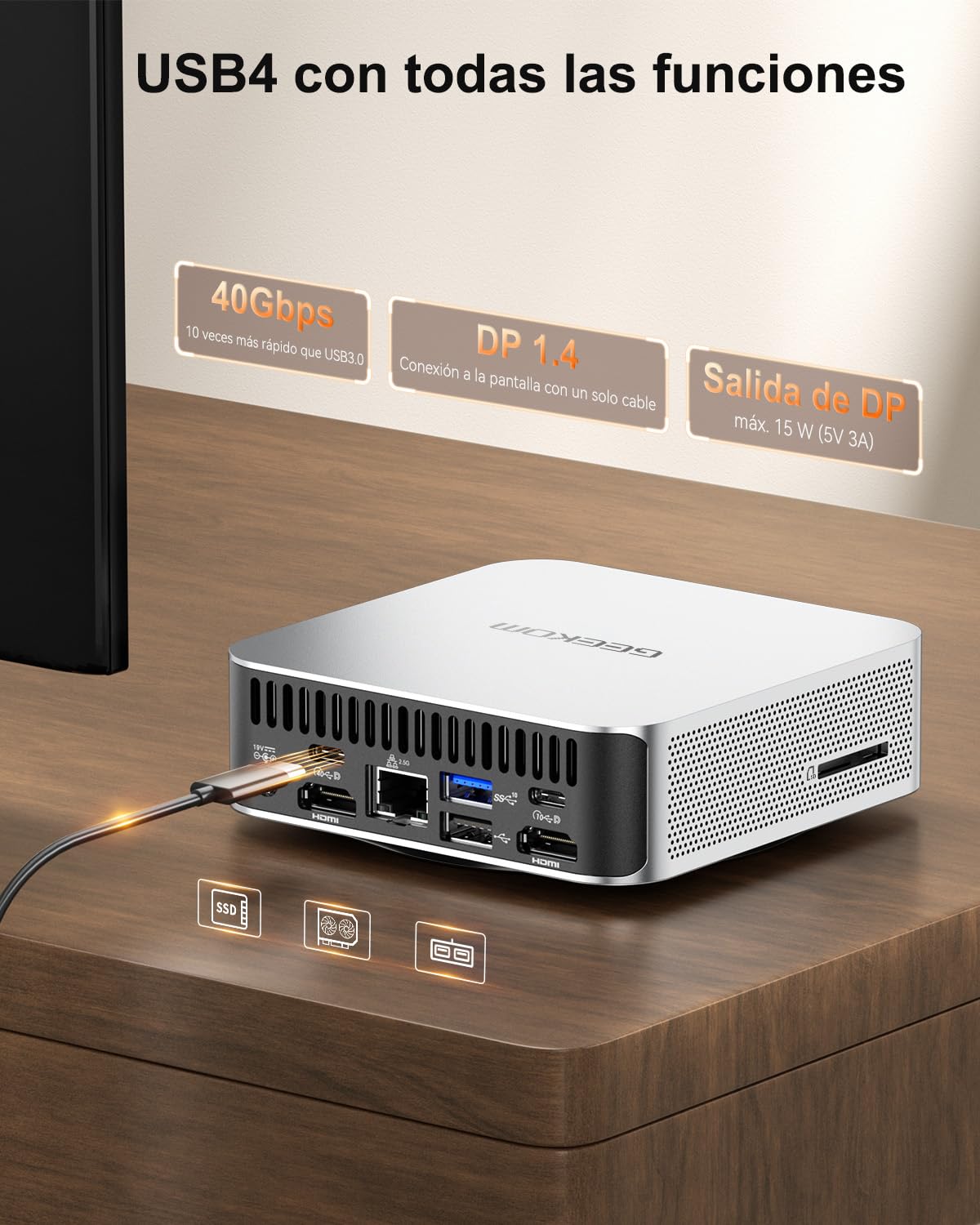 Geekom A7 Mini PC, AMD Ryzen 9 7940HS Mini PC Windows 11 Pro (8