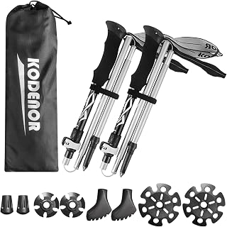Kiboule Conjunto de 2 peças de bastões de trekking dobráveis masculinos femininos bastões de caminhada leves para trekking acampamento viajar escalada