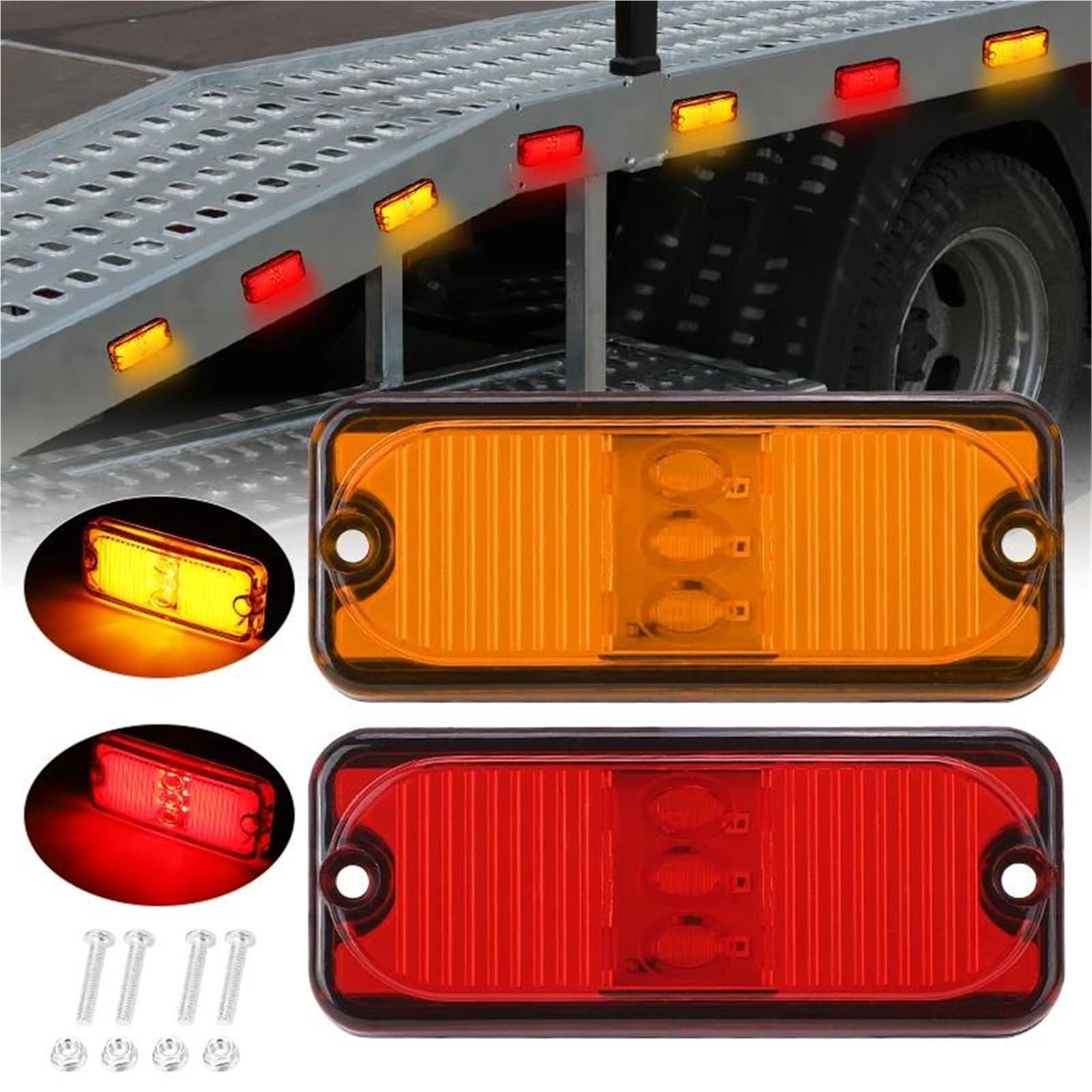 Freccia Auto Luce Di Segnalazione Laterale A LED Rossa/gialla Per Rimorchio, Autocarro, Roulotte, Autobus, Camion, 12 V-24 V Indicatore Laterale(4pcs Red)