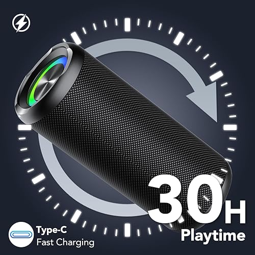 Miniatura 5 de Altavoces Bluetooth portátiles, IPX7 impermeable Bluetooth inalámbrico, sonido estéreo fuerte de 30 W, tiempo de reproducción de 30 horas, luces
