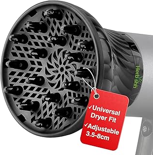 Herbishh Hair Dryer Diffuser Attachment for Curly and Natural Wavy Hair (Black)