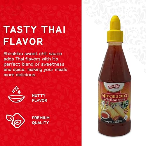 Miniatura 3 de Shirakiku Salsa de chile dulce, salsa de chile tailandesa sin OMG, sabor dulce y picante, salsa de botella exprimible con tapa giratoria, ideal para