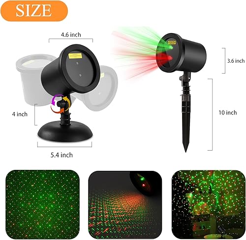 Miniatura 3 de Proyector de luz láser de Navidad al aire libre, estrellas estáticas rojas y verdes, luces de proyector láser estrellado, decoración de Navidad,