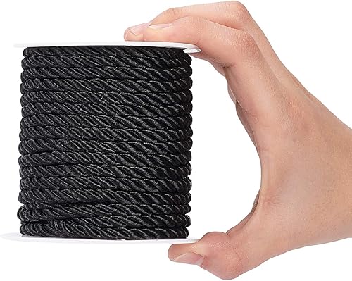 Miniatura 5 de PH PandaHall Cordón decorativo trenzado de 59 pies, cuerda de seda de 5 mm de 3 capas, cordón de viscosa brillante para ataduras de mano, decoración