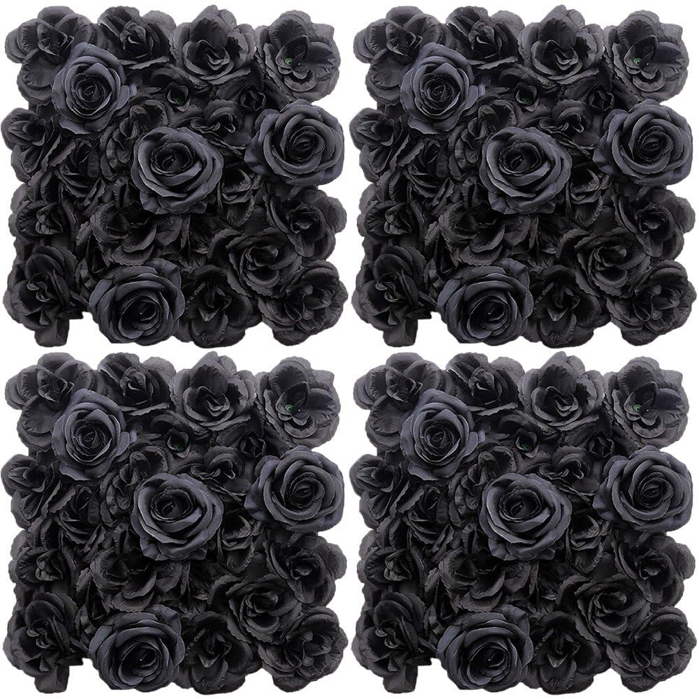 Toile de fond murale roses noires pour fête d'Halloween et mariage baroque