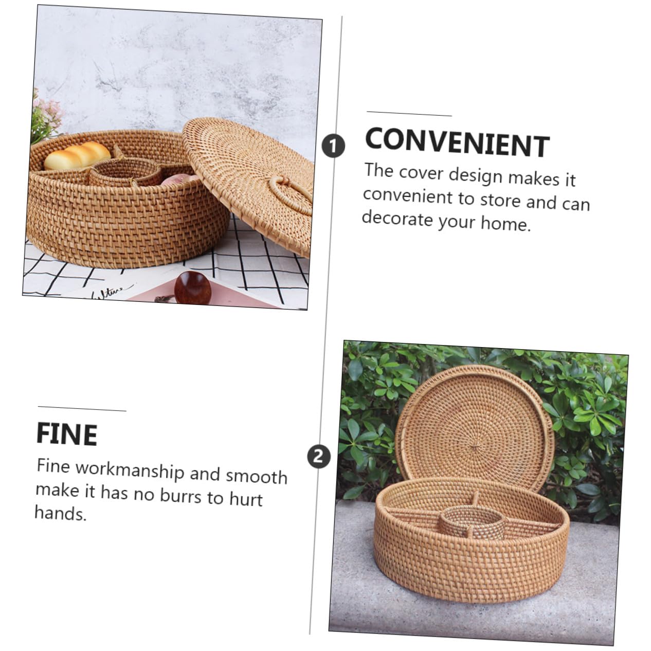 Ciieeo Cesto Portaoggetti senza Sbavature Stile Vintage con Coperchio in Legno Lavorazione Fine Scatola per Snack e Dolci la Casa
