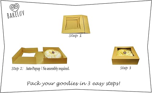 Miniatura 6 de Cajas de panadería con ventana, 9 x 9 x 2.5 pulgadas