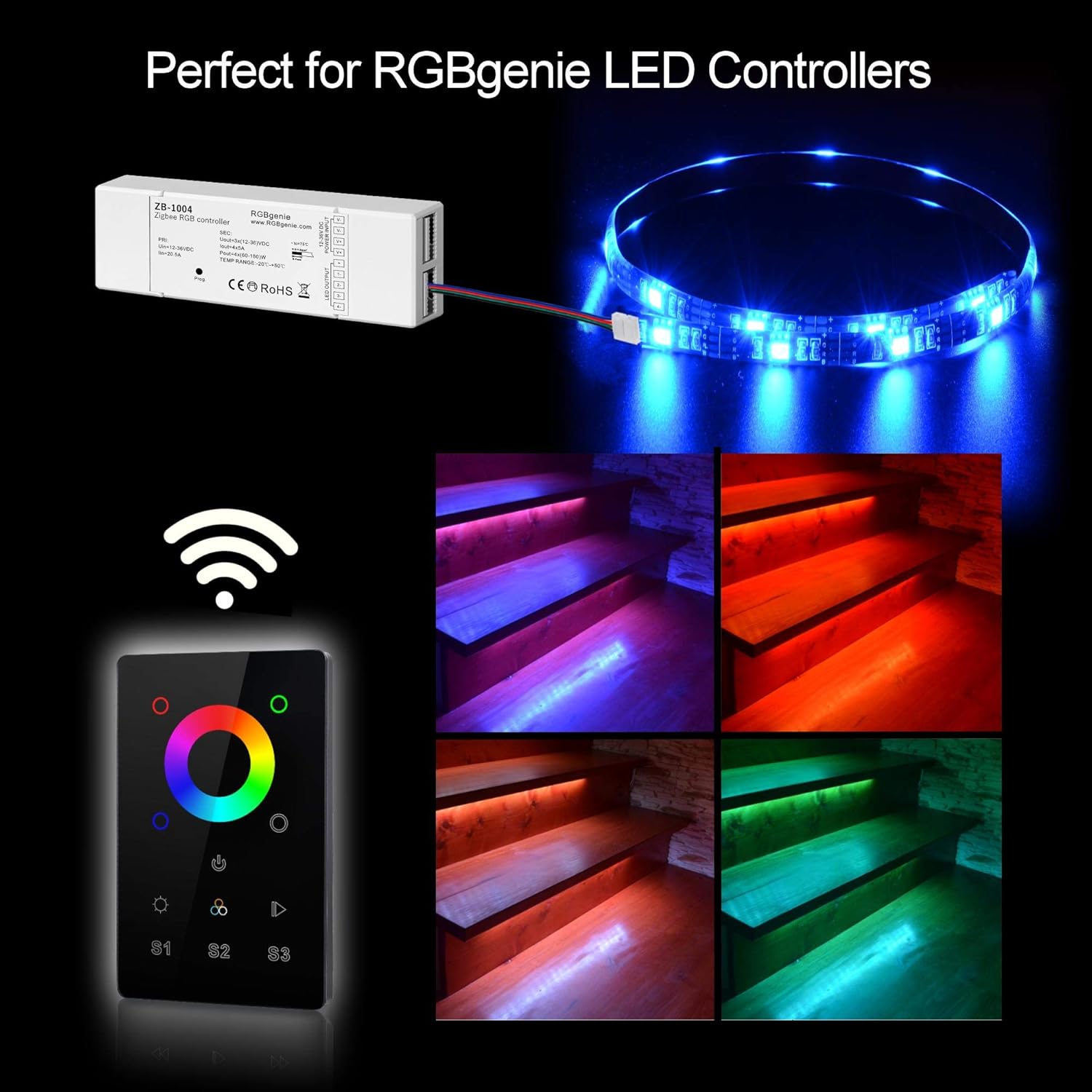Crazy Deals Zigbee Color Touch Panel Controller and Dimmer with Built-in Repeater. 3 Scene recall. Control up to 30 Zigbee strip lights or bulbs. RGBW, Built-in Effects, Works with Hue. RGBgenie ZB-3010 (black) Promo Discount Up To 70% Off Zigbee Color Touch Panel Controller and Dimmer with Built-in Repeater. 3 Scene recall. Control up to 30 Zigbee strip lights or bulbs. RGBW, Built-in Effects, Works with Hue. RGBgenie ZB-3010 (black)