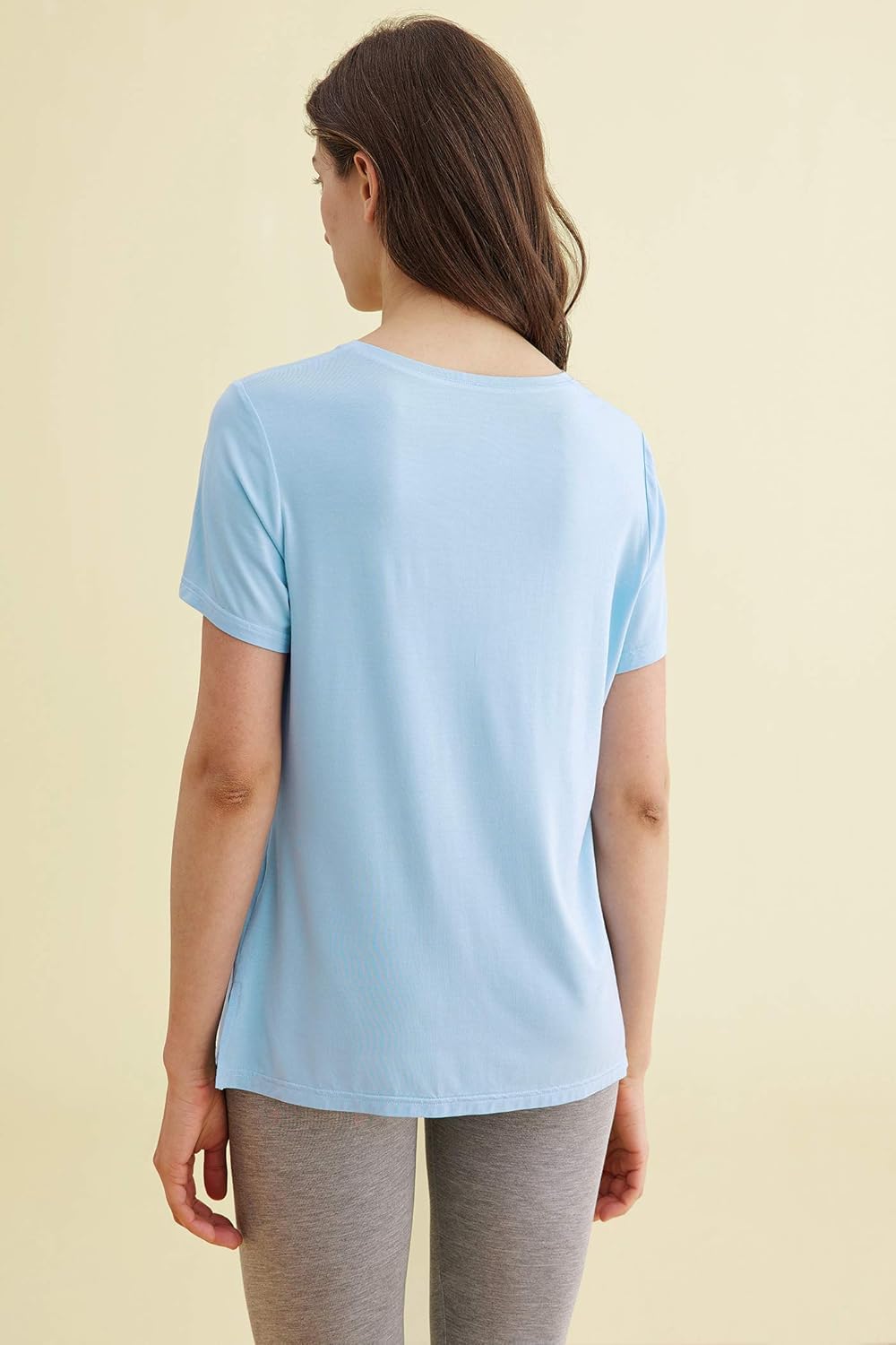 Latuza Women's Viscose Sleep T-Shirt V-Neck Pajamas Top - Image 3