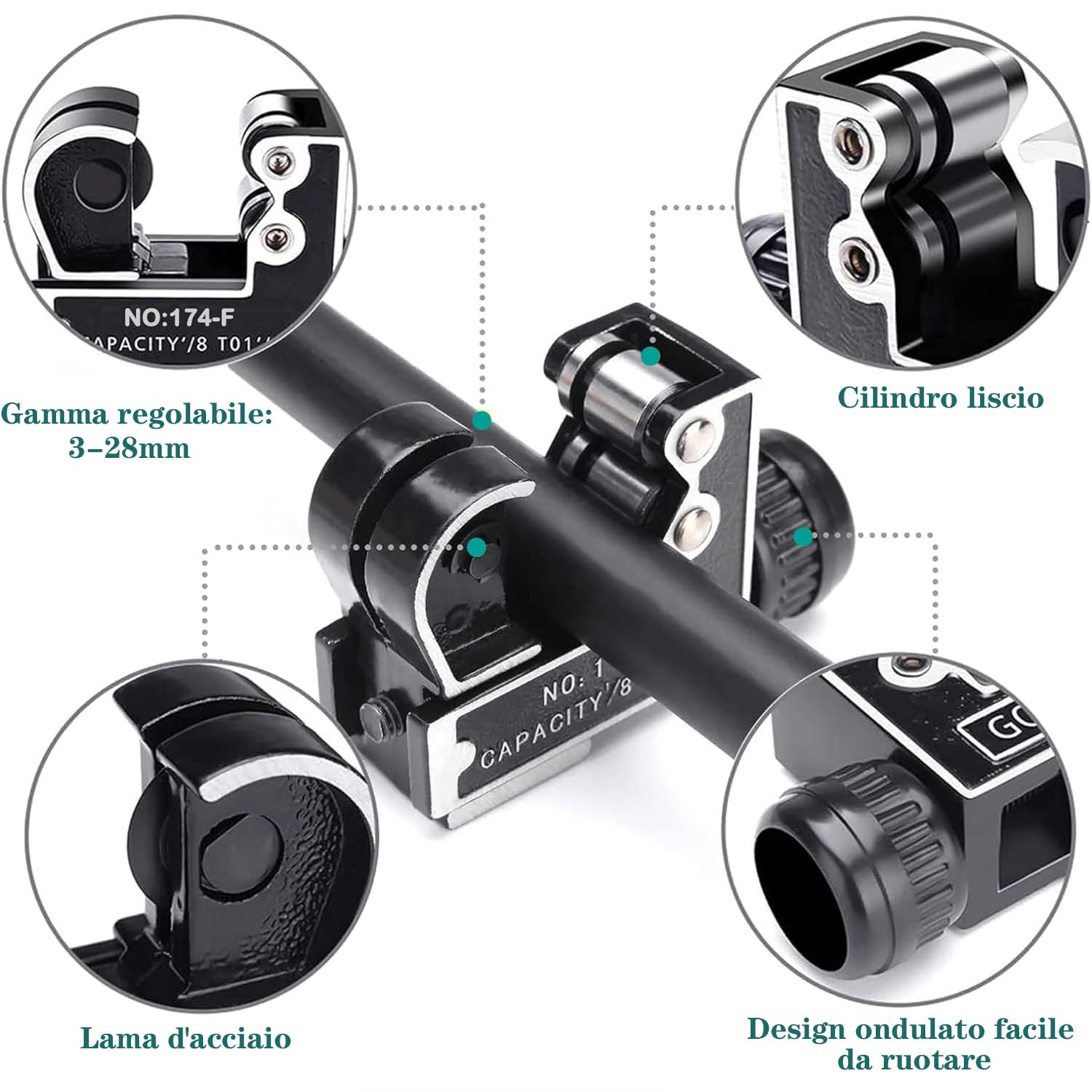 Joyzan Tagliatubi, Set Tubi Metallici Pesanti Mini Tubo Taglio Veloce Professionale Accurato Utensile Per Sbavatura Alesatore Rame Affilato Velocità Alluminio PVC Acciaio