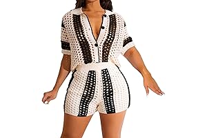 Sultry Knitted Summer Ensemble: Two-Piece Oasis for Women