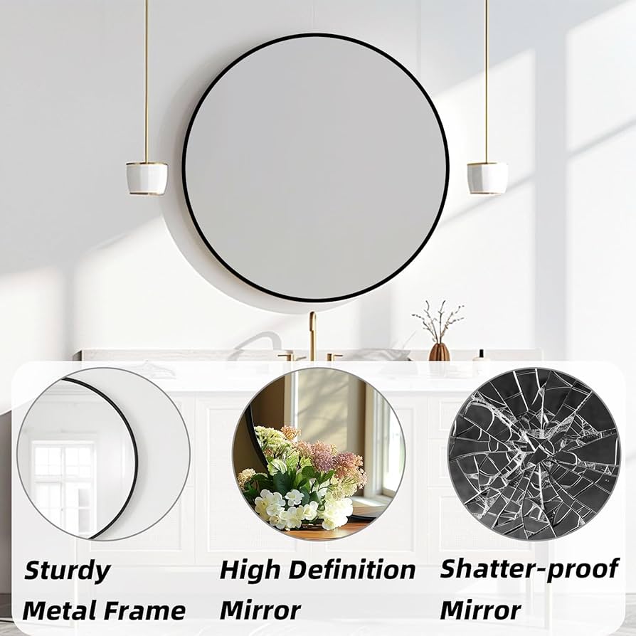 Amazon.com: Winnker Round Wall Mirror, 20 inch Black Circle