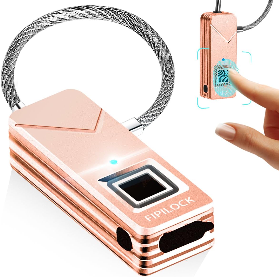 Fingerprint Lock, Portable Smart Biometric Padlock Security No Password Waterproof and Anti-theft Padlock for Golf bag Suitcase, Gym Locker, Cupboard, Drawer Bike and more