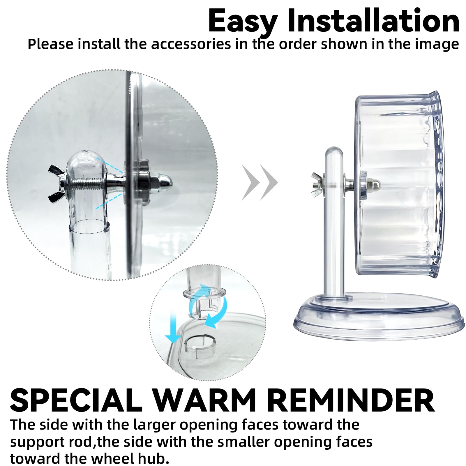 Acsist Silent Hamster Exercise Wheel,9.5 Inch Quiet Spinner Syrian Hamster Running Wheel,Silent Wheels with Anti-Skid & Adjustable Stand for Gerbils, Rats, or Other Small Pets,Transparent - image 8