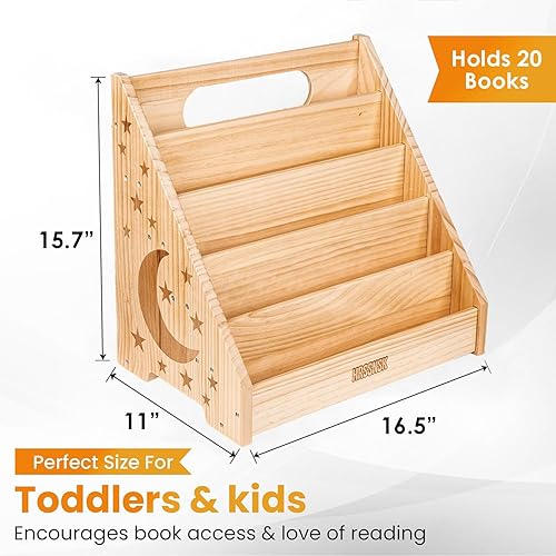 Miniatura 2 de Montessori - Estantería de madera para bebés y niños pequeños, organizador de libros para cuarto de niños y niños pequeños