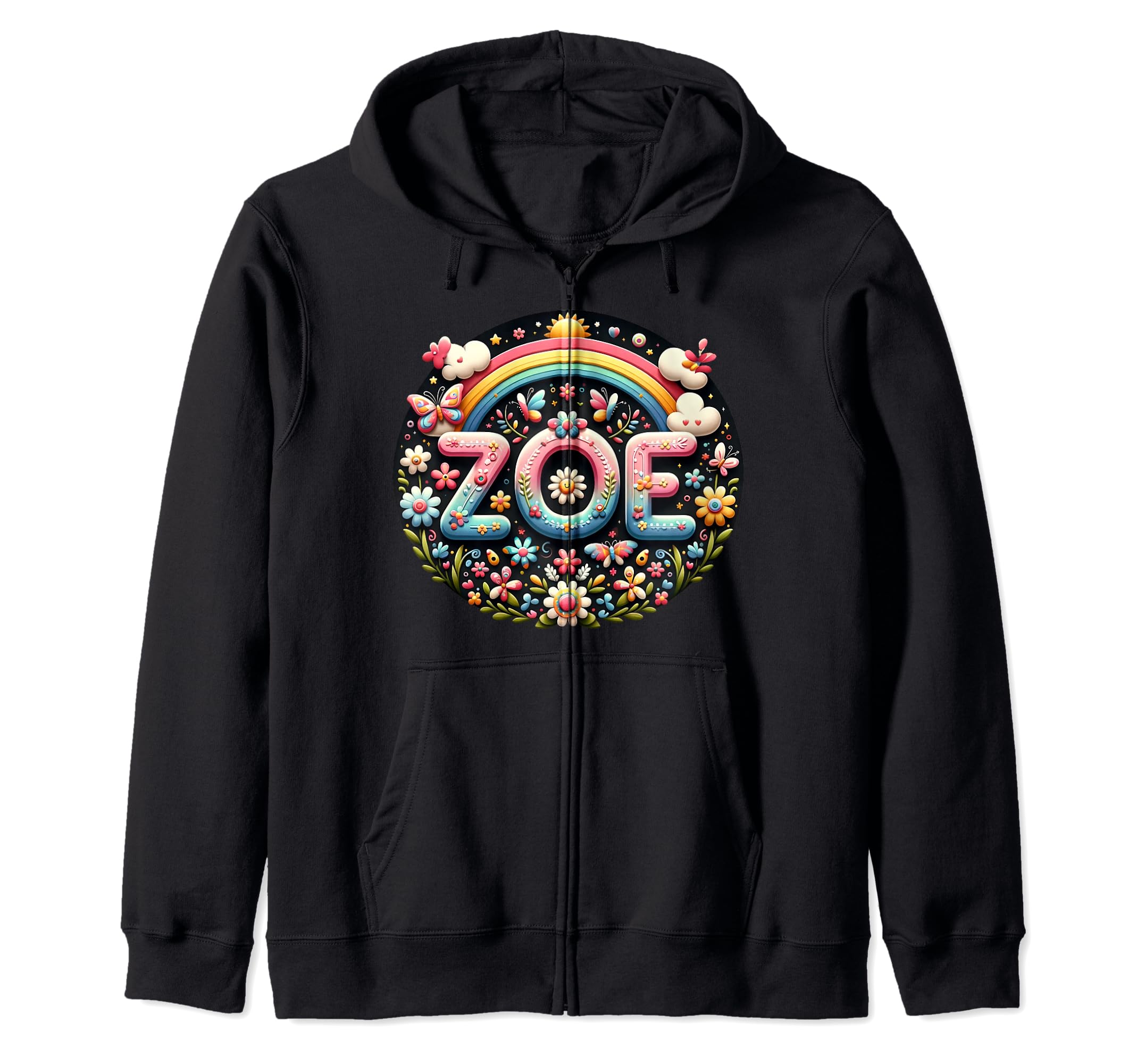 Zoe Custom Name Design Zip Hoodie