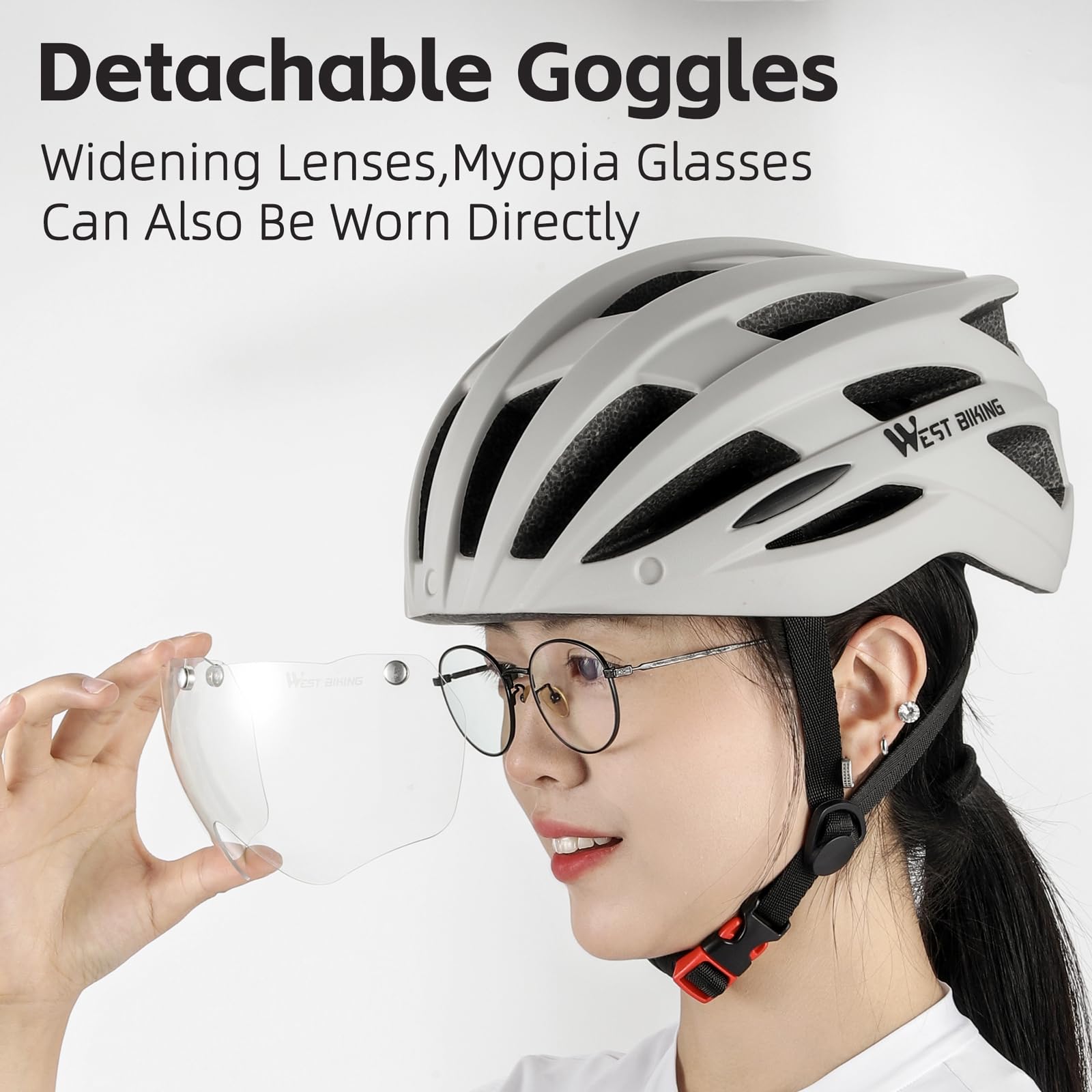 Casque de vélo réglable, Casque de vélo Urbain résistant au Soleil avec Lunettes détachables à Changement de Couleur pour Hommes et Femmes, pour Les déplacements en Plein air