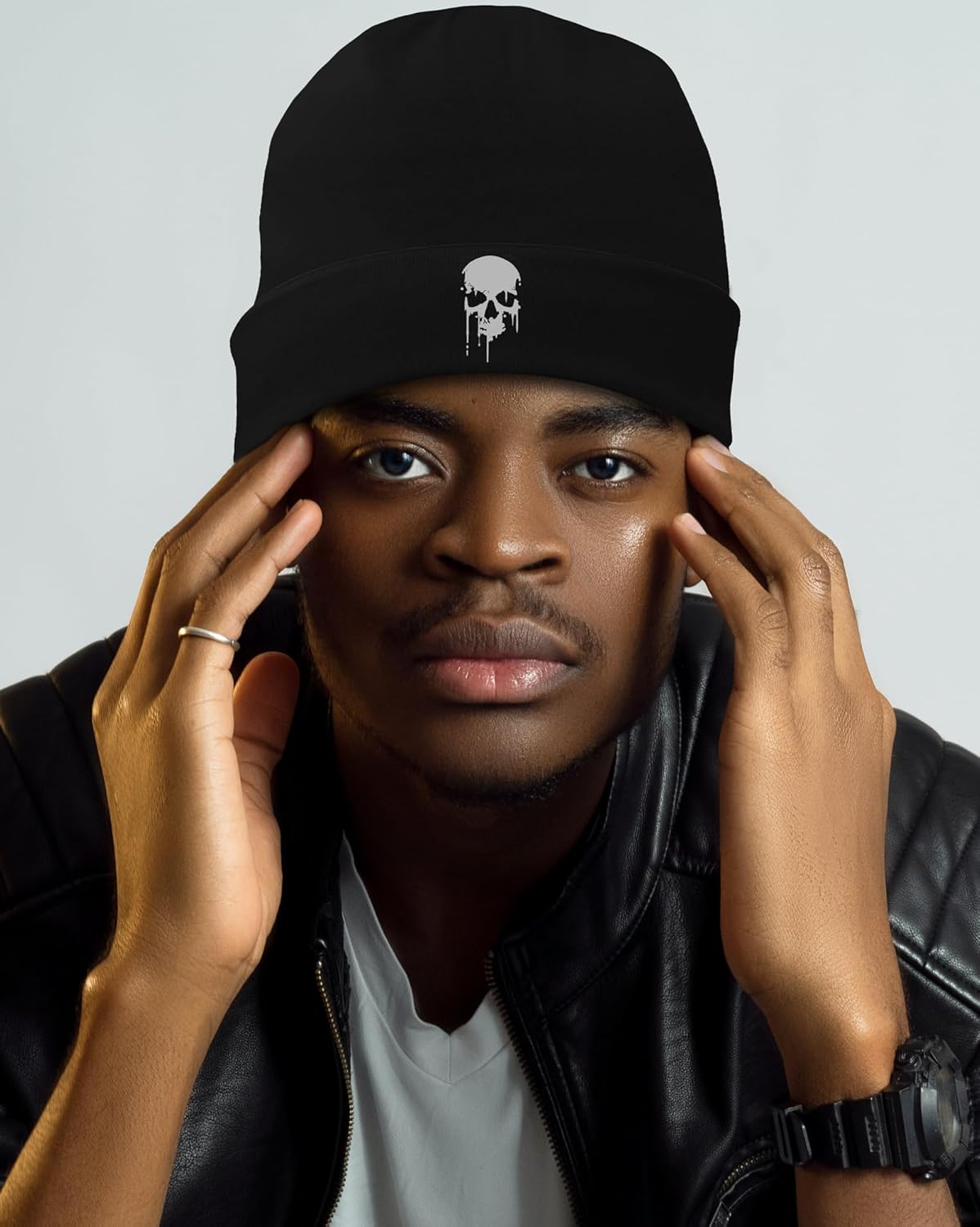 Black Flexible Classic Adult Beanie Cap for Men Women - Warm Knitted Hat for Winter, Chemo Cap Headwear - Image 4