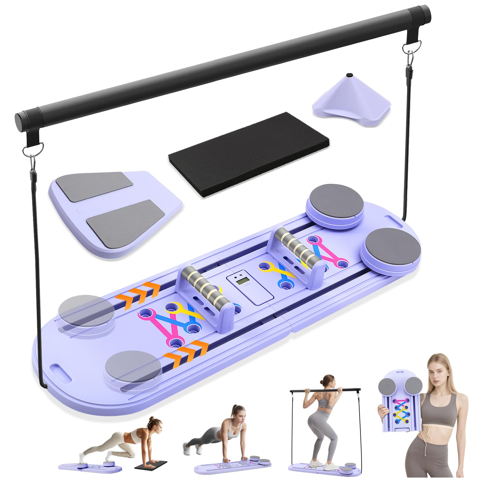 Rollingsurfer Tabla de Pilates Plegable, Reformador de Pilates Multifunción para Casa/La Oficina, Set de Tabla de Pilates Entrenamiento del Core y Fitness Corporal Total