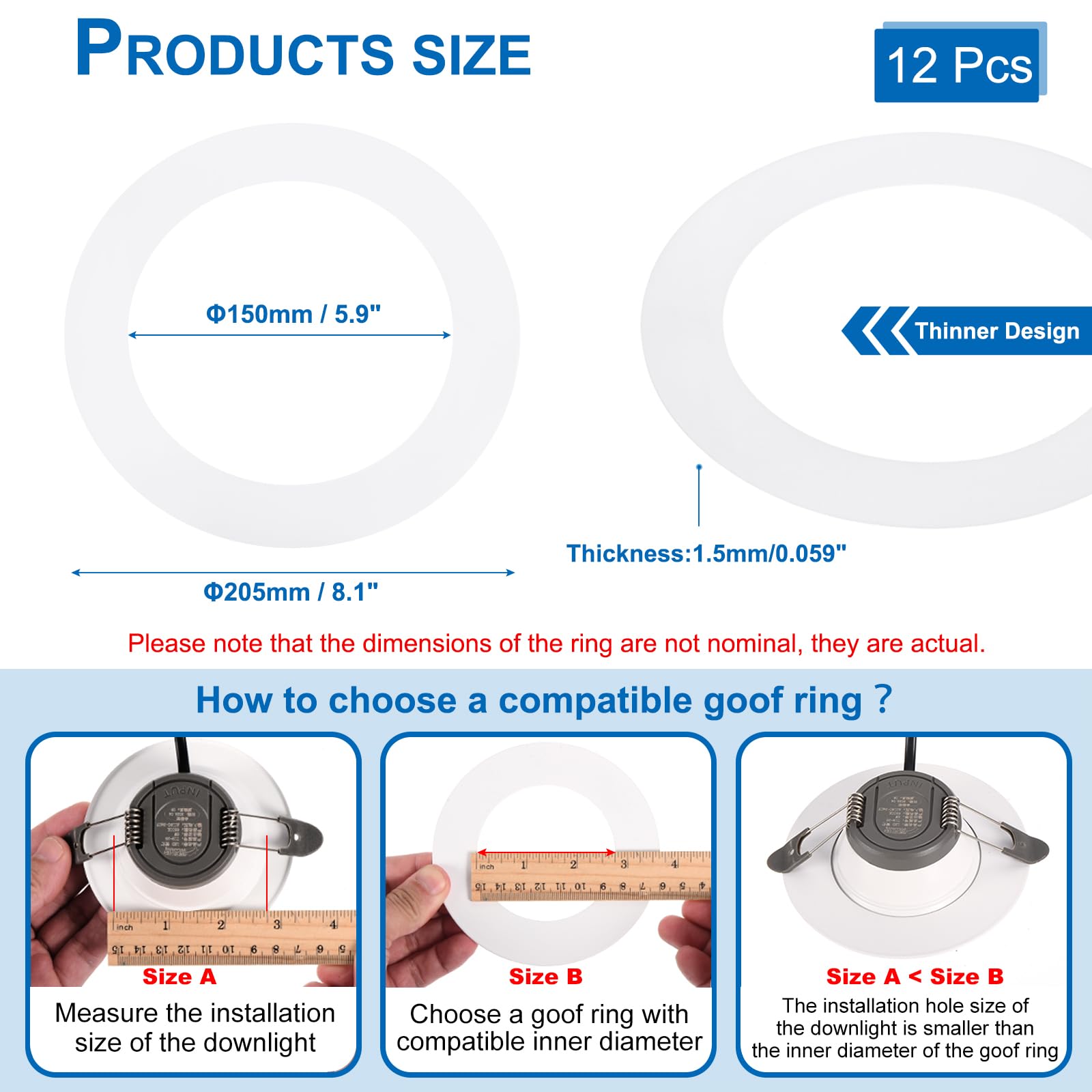 PATIKIL 5.9" ID 8.1" OD Plastic Trim Ring - Image 2