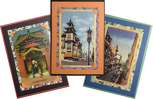 San Francisco California Unique Set of Handmade Chinatown Greeting Cards - Vintage 1930s Antique Linen Postcards Original