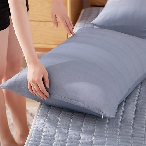 Miniatura 3 de KASENTEX Funda de almohada refrescante suave y sedosa con cremallera juego de 2 fundas de almohada transpirables para cabello y piel suave rosa rosa