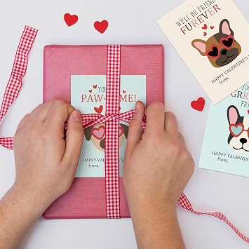 Goroar Puppy Mini Valentine's Day Card for Kids, Cute Dog Classroom Valentine Cards Pack, Funny Valentines Day Exchange Cards for Girls Boys Class