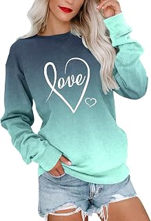 Valentine's Day Long Shirt Women's Casual Top V-Neck Tunic Shirts Plain Long Sleeves Basic Cotton Shirts Long Tee Shirt Tunic T-Shirt Cotton Blouse Basic Long Sleeve